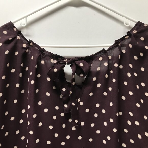 LC Lauren Conrad Maroon Polka Dot Tie-Back Blouse - Picture 6 of 9